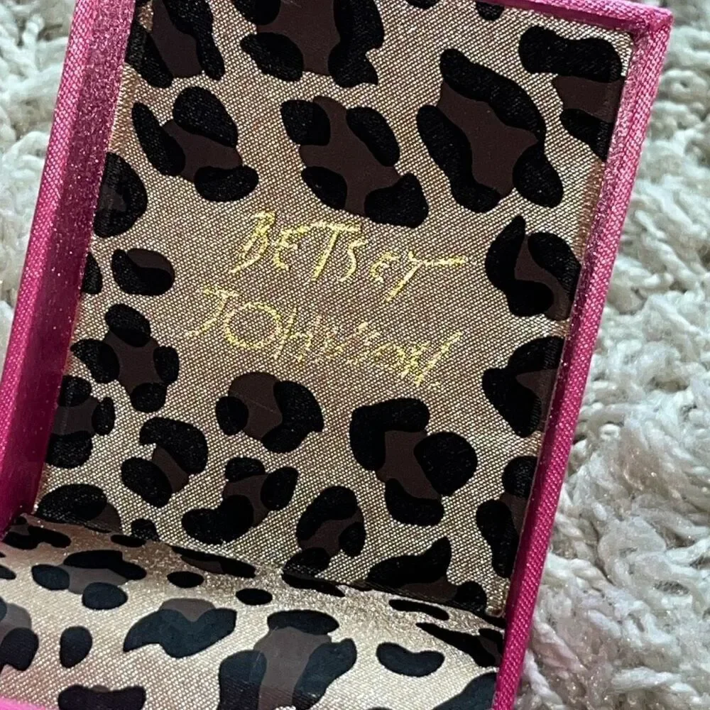 Betsey Johnson Large Square Faced Gold Tone Women’s Quartz Watch Cheetah Print B